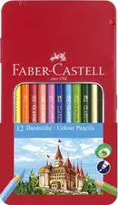 FABER-CASTELL Crayons de couleur CASTLE, étui métal de 12