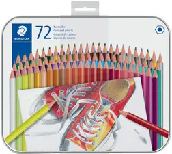 STAEDTLER Crayon de couleur hexagonal, étui en métal de 72