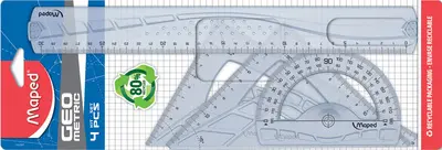 Maped Kit de géométrie MAXI, 4 pièces, transparent