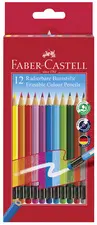 FABER-CASTELL Crayon de couleur gommable, étui carton de 12