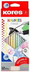 Kores Crayon de couleur "KOLORES Magik" effaçable,étui de 12