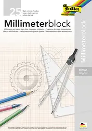 folia Bloc papier millimétré, A4, 80 g/m2, 25 feuilles
