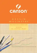 CANSON Bloc de papier millimétré, A4, 90 g/m2, bistre