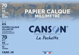 CANSON Papier calque millimétré, A4, 70 g/m2