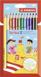 STABILO Crayon de couleur Trio long, corps large, étui de 12