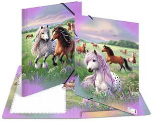 HERMA Chemise à élastique "Le monde des chevaux", carton, A3