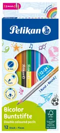 Pelikan Crayons de couleur Bicolor, rond, étui en carton de