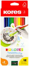 Kores Crayon de couleur aquarellable "Akuarelle", étui de 12