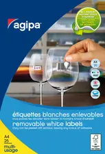 agipa Etiquette universelle, 22 x 16 mm, enlevable, blanc
