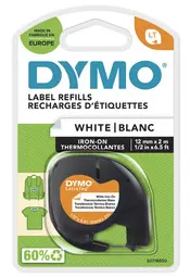 DYMO Ruban d'étiquette LetraTag, repassable, 12 mm x 2 m