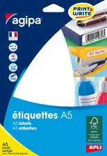 agipa Etiquette universelle, 18,5x 48,5 mm, blanc