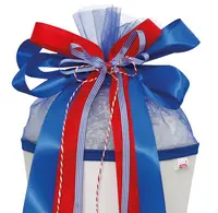 ROTH Schultütenschleife "Blue Berry", blau / rot