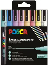 POSCA Marqueur à pigment PC-3M, étui de 8, couleurs douces