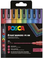 POSCA Marqueur à pigment PC-3ML pailleté, étui de 8, assorti