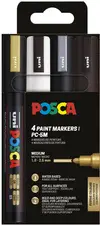 POSCA Marqueur à pigment PC-5M, étui de 4, couleurs festives
