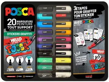 POSCA Marqueur à pigment "STICKERS GRAFFITI", mallette métal