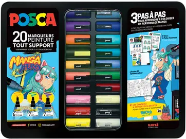 POSCA Marqueur à pigment "MANGA HERO", mallette métal de 20