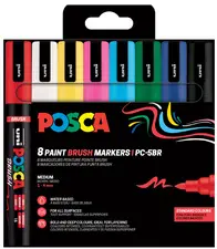 POSCA Marqueur à pigment PC-5BR BRUSH, étui de 8, assorti