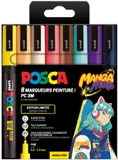 POSCA Marqueur à pigment PC-3M, étui de 8 MANGA HERO