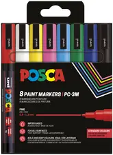 POSCA Marqueur à pigment PC-3M, étui de 8, assorti standard