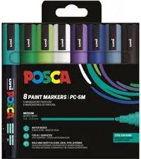 POSCA Marqueur à pigment PC-5M, étui de 8, couleurs froides