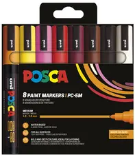 POSCA Marqueur à pigment PC-5M, étui de 8, couleurs chaudes