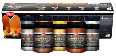 ViVA DECOR Set de couleurs acryliques "Metallic", 5 pièces