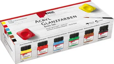KREUL Peinture acrylique brillante, set de base 6 x 20 ml