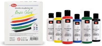 ViVA DECOR Set de peinture acrylique "Basic Colors" 6 pièces
