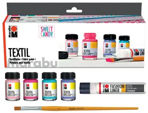 Marabu Peinture pour tissu "Textil", Kit SWEET CANDY