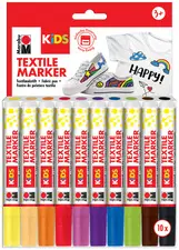 Marabu KIDS Marqueur pour textile, 10 x 3 ml, blister de 10