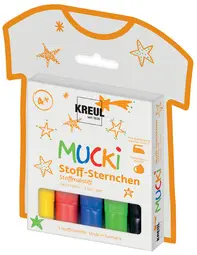 KREUL Feutre pour textile petites étoiles "MUCKI", kit de 5