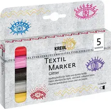 KREUL Feutre textile Glitter, set médium de 5