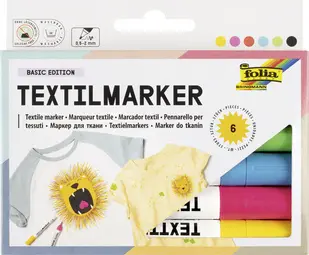 folia Marqueur pour textiles, set de 6, assorti