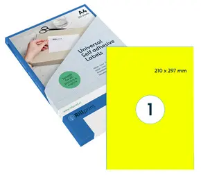 rillprint Étiquette fluorescente, 210 x 297 mm, jaune