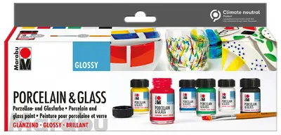 Marabu Peinture "Porcelain & Glass Glossy", kit de démarrage