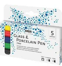 KREUL Marqueur pour verre "Glass & Porcelain Pen", kit de 5