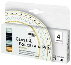 KREUL Marqueur Glass & Porcelain Pen Glamour, set de 4