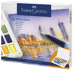 FABER-CASTELL Peinture aquarelle en godets, étui de 24