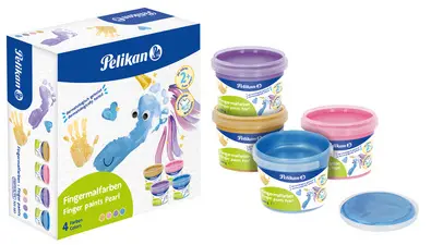 Pelikan Gouache aux doigts Couleurs nacrées, set de 4
