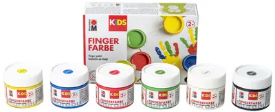 Marabu KiDS Kit de gouache au doigt, 100 ml, kit de 6
