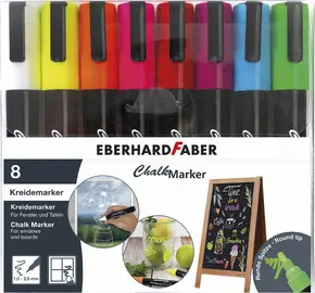 EBERHARD FABER Marqueur craie 1-2 mm, étui de 8, assorti