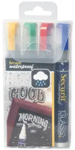 Securit Feutre-craie WATERPROOF MEDIUM, étui de 4