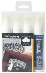 Securit Feutre-craie WATERPROOF LARGE, étui de 4, blanc