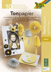 folia Bloc de papier de couleur, A4, 130 g/m2, or et argent