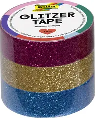 folia Ruban adhésif "Glitter-Tape", rose vif/or/bleu clair