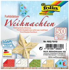 folia Feuilles de papier pour pliage "Noel", 150 x 150 mm