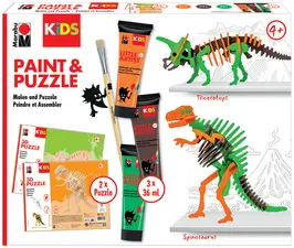 Marabu KiDS Kit peinture & puzzle Little Artist, dinos