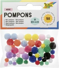 folia Mini pompons, 50 pièces, assorti
