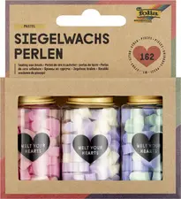 folia Perles de cire PASTEL, 3 boîtes, couleurs assorties
